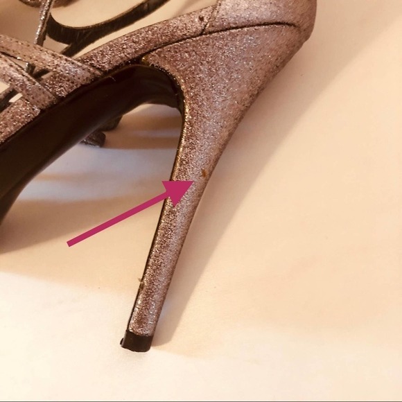 Stuart Weitzman T-Strap Platform Metallic Glitter Strappy Heels 8.5 Event - Picture 11 of 12
